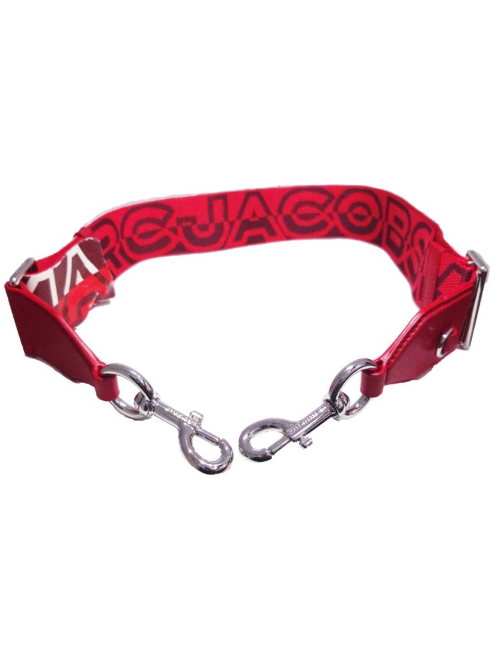 Marc Jacobs Red & Maroon Adjustable Webbing Woven & Leather Bag Shoulder Strap